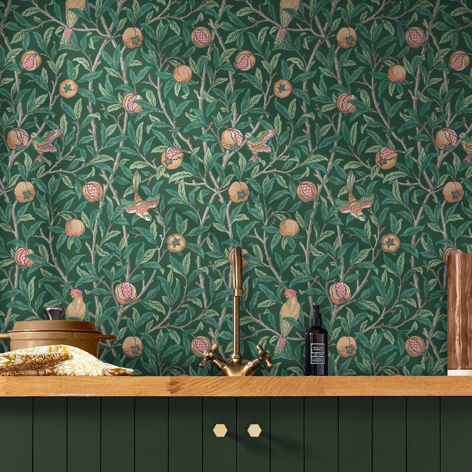 Bird & Pomegranate Wallpaper - Deep Green - 124260 - William Morris AHWallpaper199