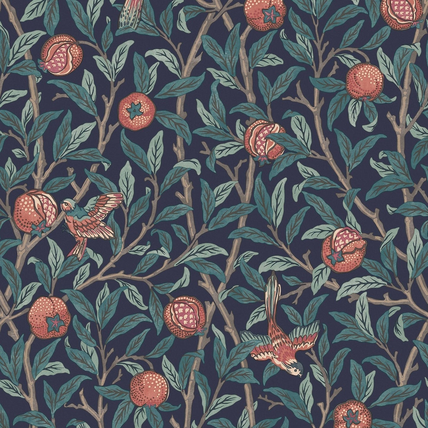 Bird & Pomegranate Wallpaper - Navy Blue - 124259 - William Morris AHWallpaper199
