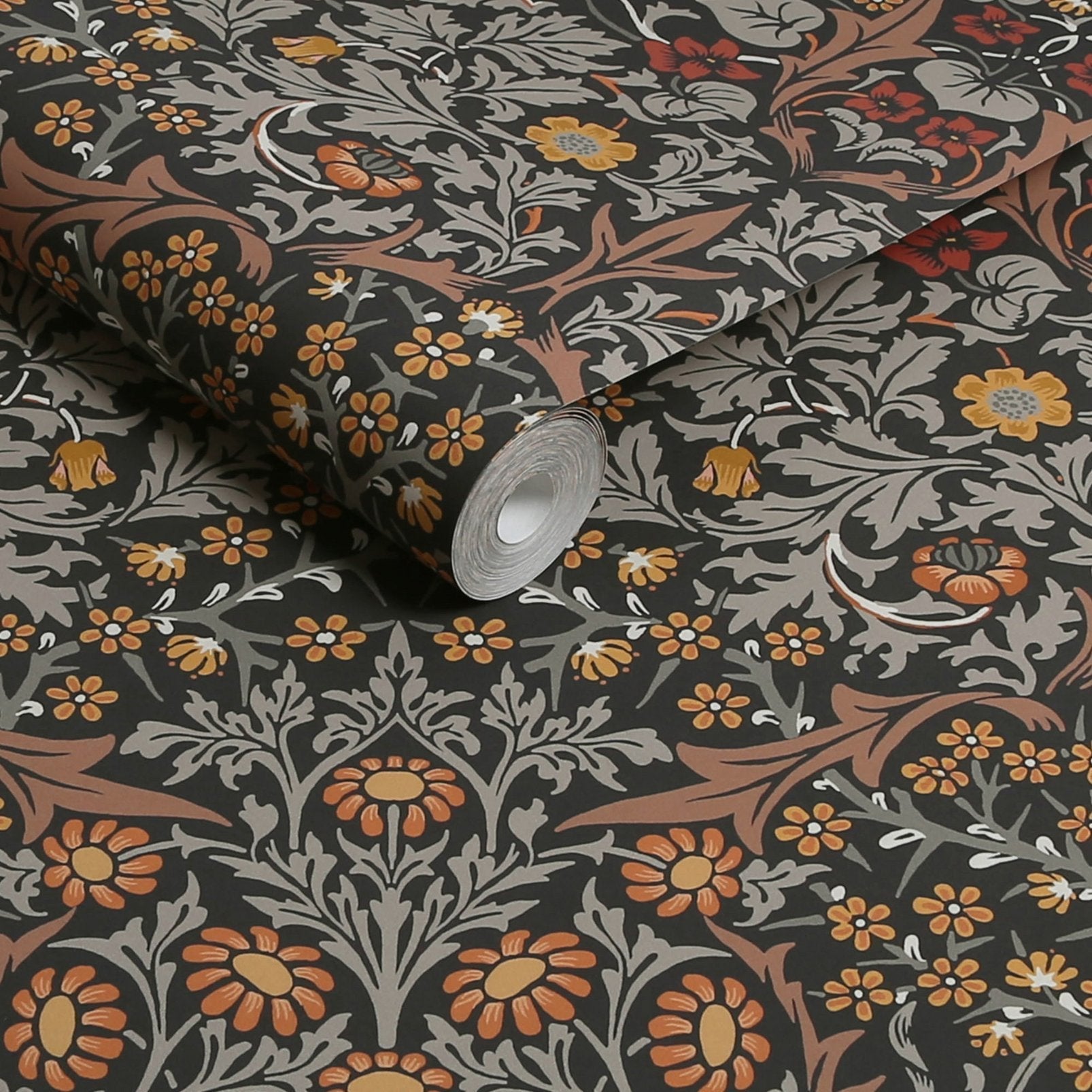 Blackthorn Wallpaper - Charcoal & Burnt Orange - 124250 - William Morris AHWallpaper199