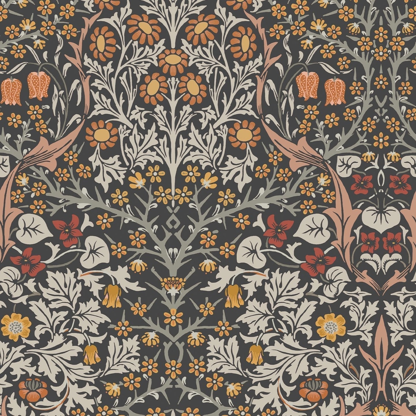 Blackthorn Wallpaper - Charcoal & Burnt Orange - 124250 - William Morris AHWallpaper199