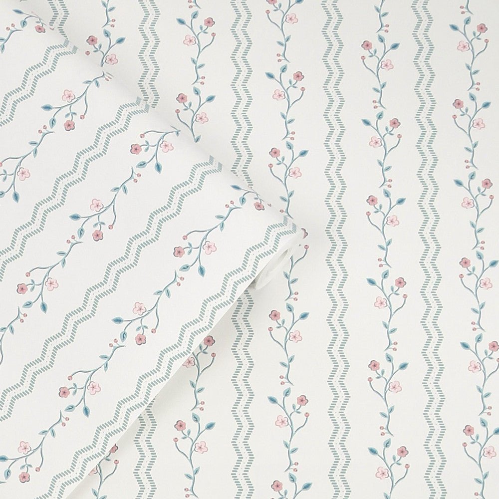 Blencow Stripe Wallpaper - Dark Duck Egg Blue - Laura Ashley - 122748Wallpaper199