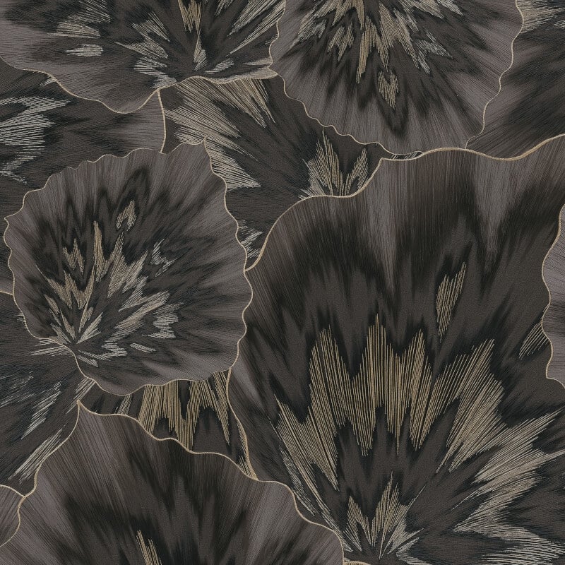 Bliss Abstract Leaf Metallic Wallpaper - Black - Erismann - 10402 - 15Wallpaper199