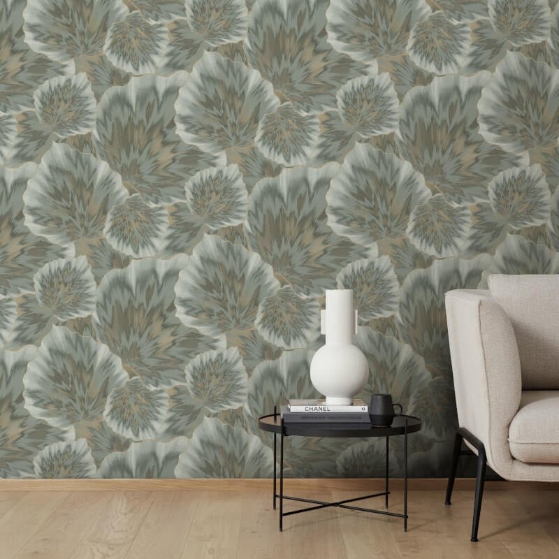 Bliss Abstract Leaf Metallic Wallpaper - Olive - Erismann - 10402 - 24Wallpaper199