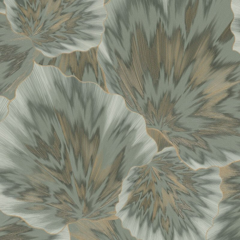 Bliss Abstract Leaf Metallic Wallpaper - Olive - Erismann - 10402 - 24Wallpaper199