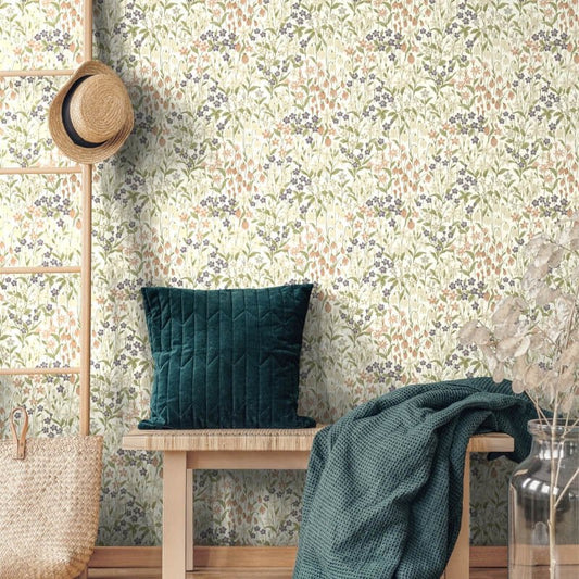 Bluebell Floral Wallpaper - Cream Multi - Grandeco - A64101Wallpaper199