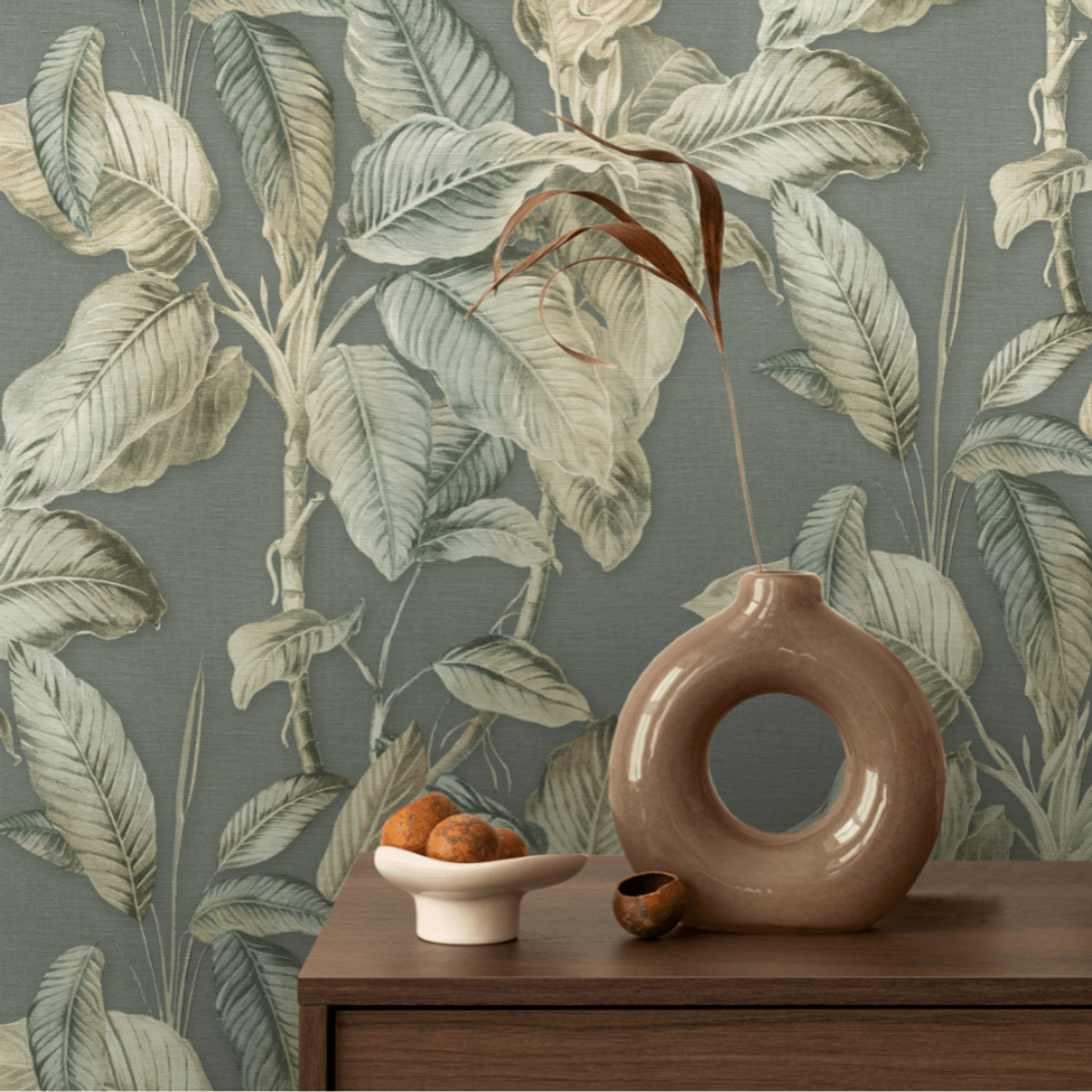 Boho Palm Wallpaper - Chalky Blue - Rasch - 571462Wallpaper199
