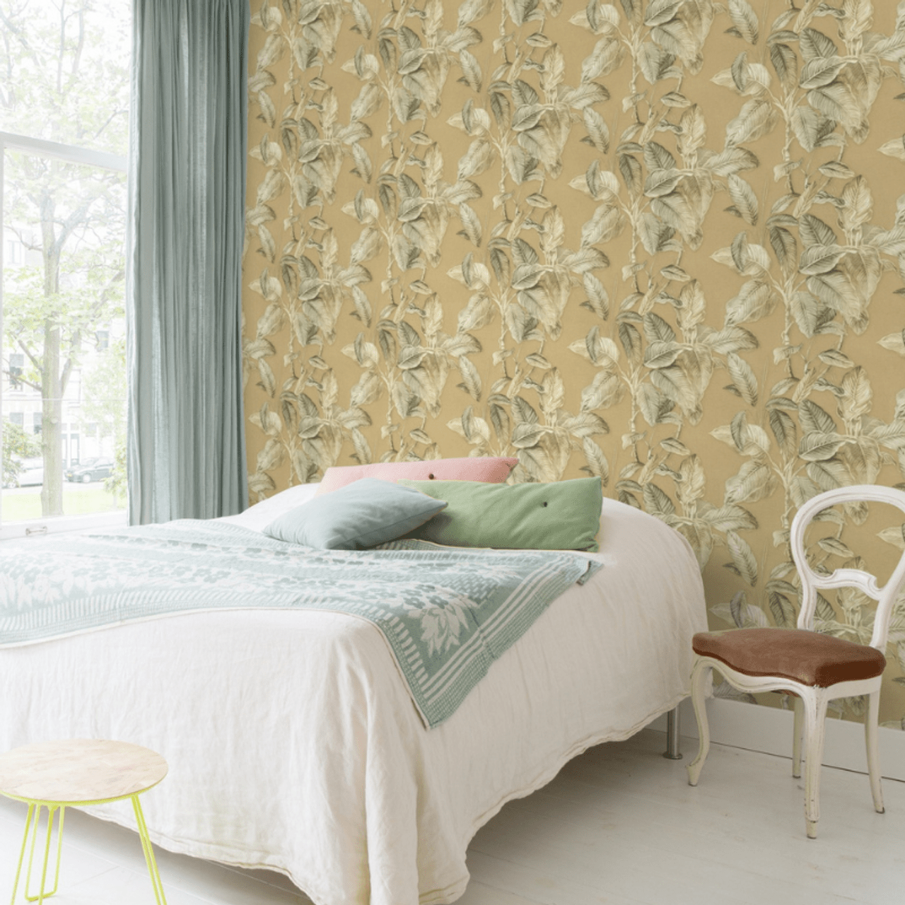 Boho Palm Wallpaper - Mustard - Rasch - 571479Wallpaper199