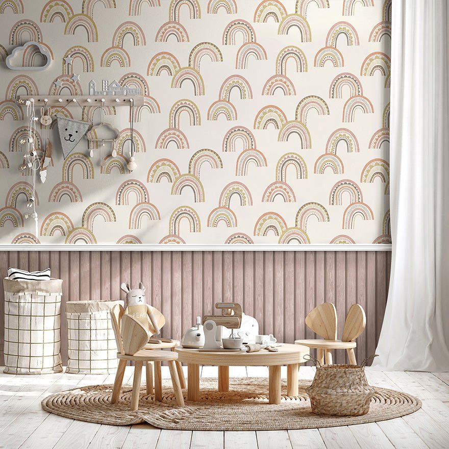 Boho Rainbow Wallpaper - Blush/Orange - Holden Décor - 13280Wallpaper199