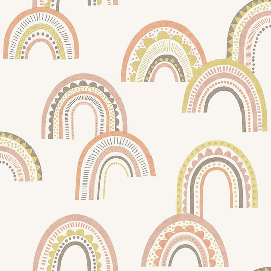 Boho Rainbow Wallpaper - Blush/Orange - Holden Décor - 13280Wallpaper199