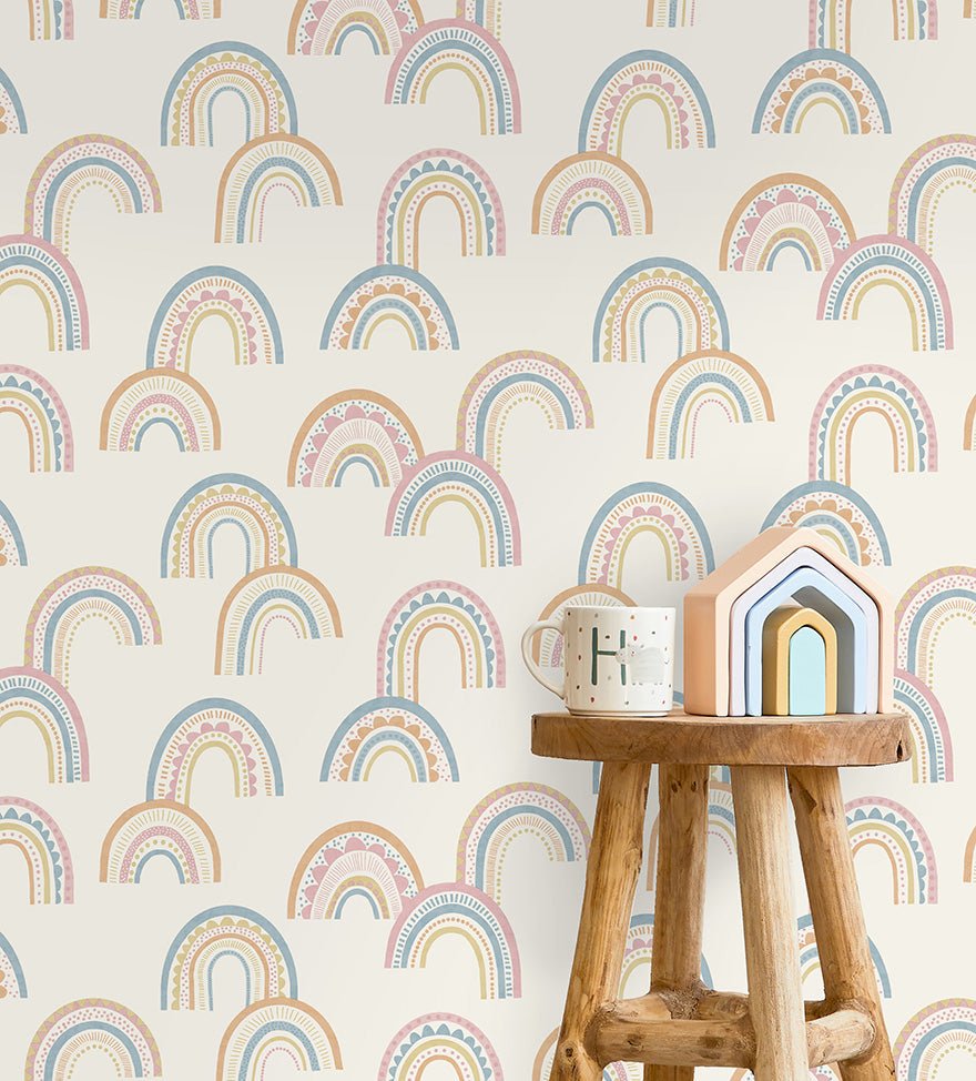 Boho Rainbow Wallpaper - Orange/Pink/Blue - Holden Décor - 13282Wallpaper199