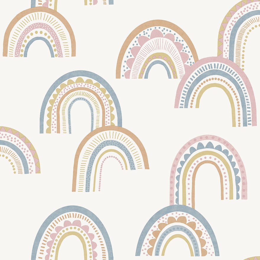 Boho Rainbow Wallpaper - Orange/Pink/Blue - Holden Décor - 13282Wallpaper199