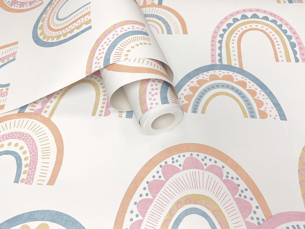 Boho Rainbow Wallpaper - Orange/Pink/Blue - Holden Décor - 13282Wallpaper199