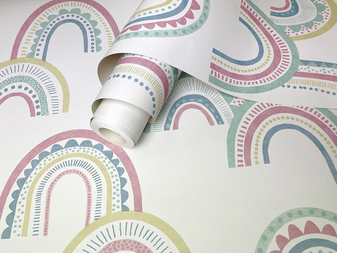 Boho Rainbow Wallpaper - Pink/Duckegg - Holden Décor - 13281Wallpaper199