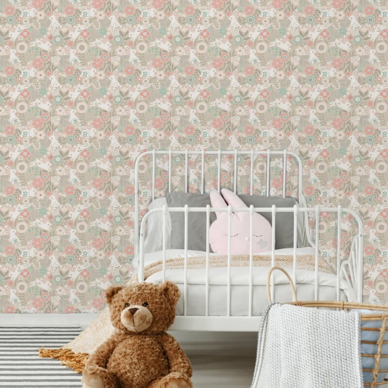 Bouncing Binnies Wallpaper - Coconut Mix - Hoopla Walls - HWA1315WWallpaper199