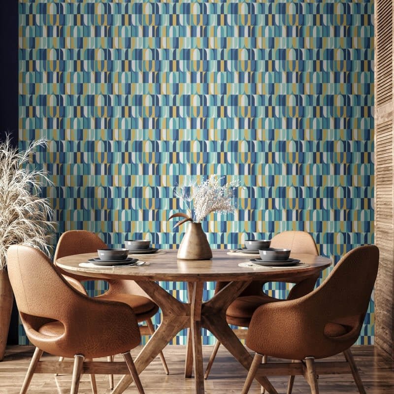 Building BlocksWallpaper - Indigo/Gold - Hoopla Walls - HWA1167WWallpaper199