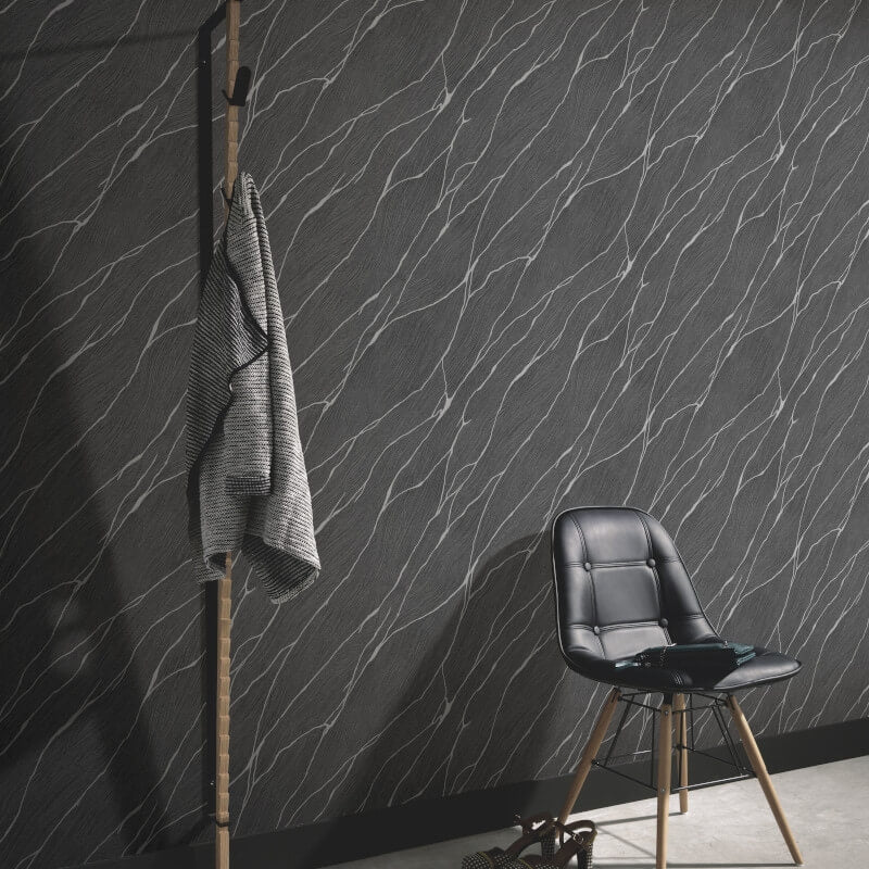 Calore Cracked Lines Metallic Wallpaper - Black/Silver - Erismann - 10440 - 15Wallpaper199