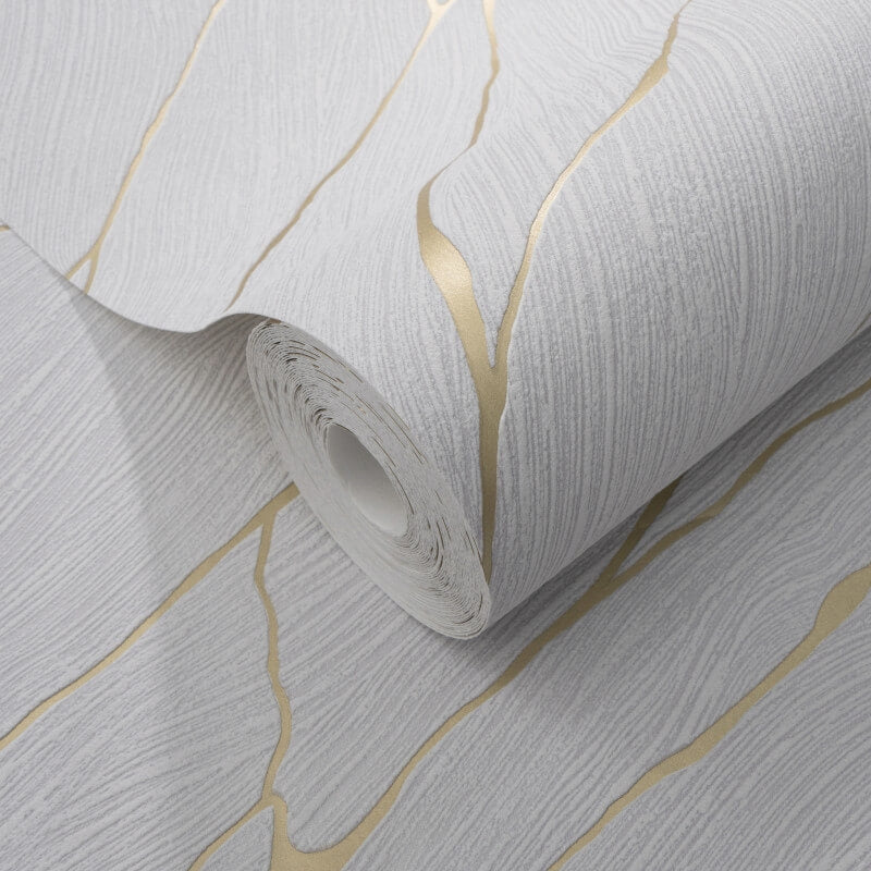 Calore Cracked Lines Metallic Wallpaper - White/Gold - Erismann - 10440 - 31Wallpaper199