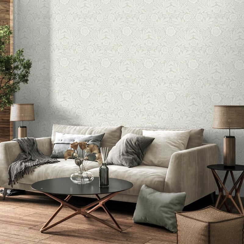 Camille Classical Floral Wallpaper - Grey - Crown - M1743Wallpaper199