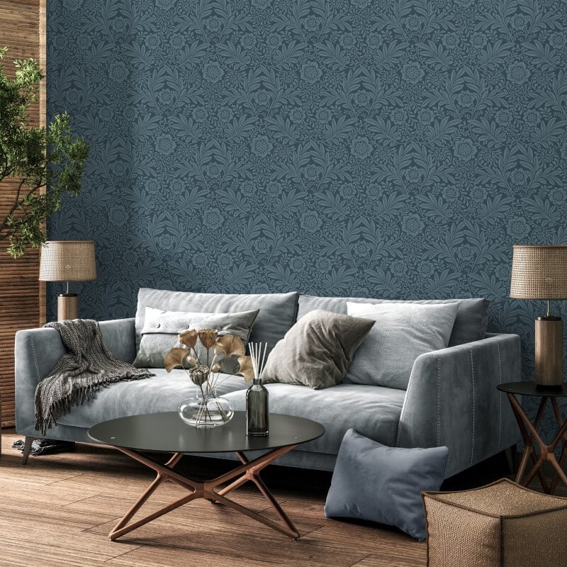 Camille Classical Floral Wallpaper - Navy - Crown - M1745Wallpaper199