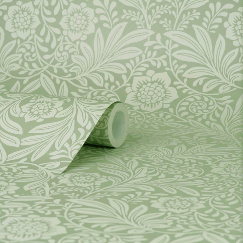 Camille Classical Floral Wallpaper - Sage - Crown - M1744Wallpaper199