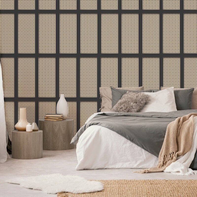 Cane Panel Wallpaper - Black - Fine Décor - FD42998Wallpaper199