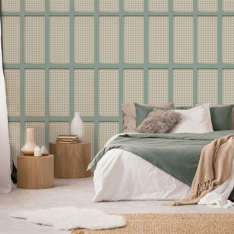 Cane Panel Wallpaper - Sage - Fine Décor - FD42999Wallpaper199