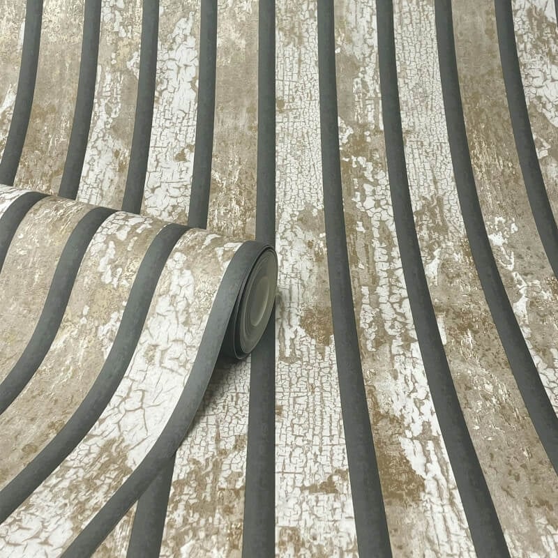 Carbon Oxidize Stripe Metallic Wallpaper - Natural - Crown - M1752Wallpaper199