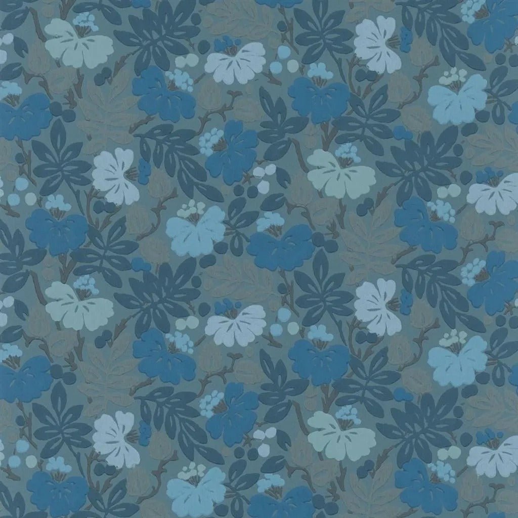 Carlisle Fauna Wallpaper - Woad - English Heritage - PEH0005/03Wallpaper199
