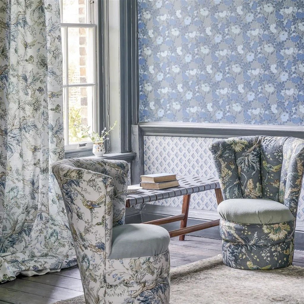 Carlisle Fauna Wallpaper - Woad - English Heritage - PEH0005/03Wallpaper199