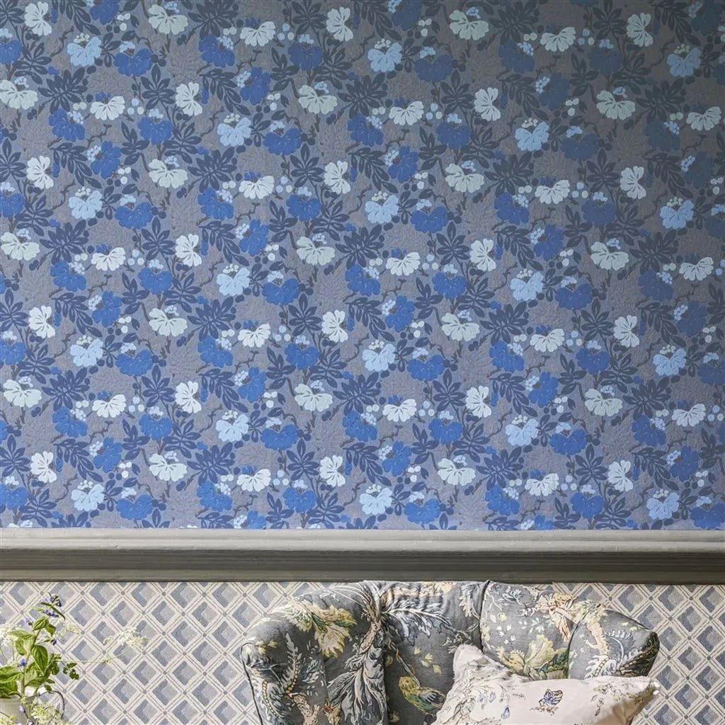 Carlisle Fauna Wallpaper - Woad - English Heritage - PEH0005/03Wallpaper199