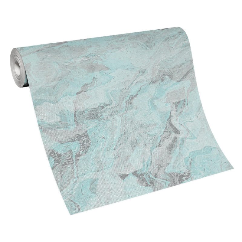 Carrara Marble Metallic Wallpaper - Teal - Erismann - 10318 - 18Wallpaper199