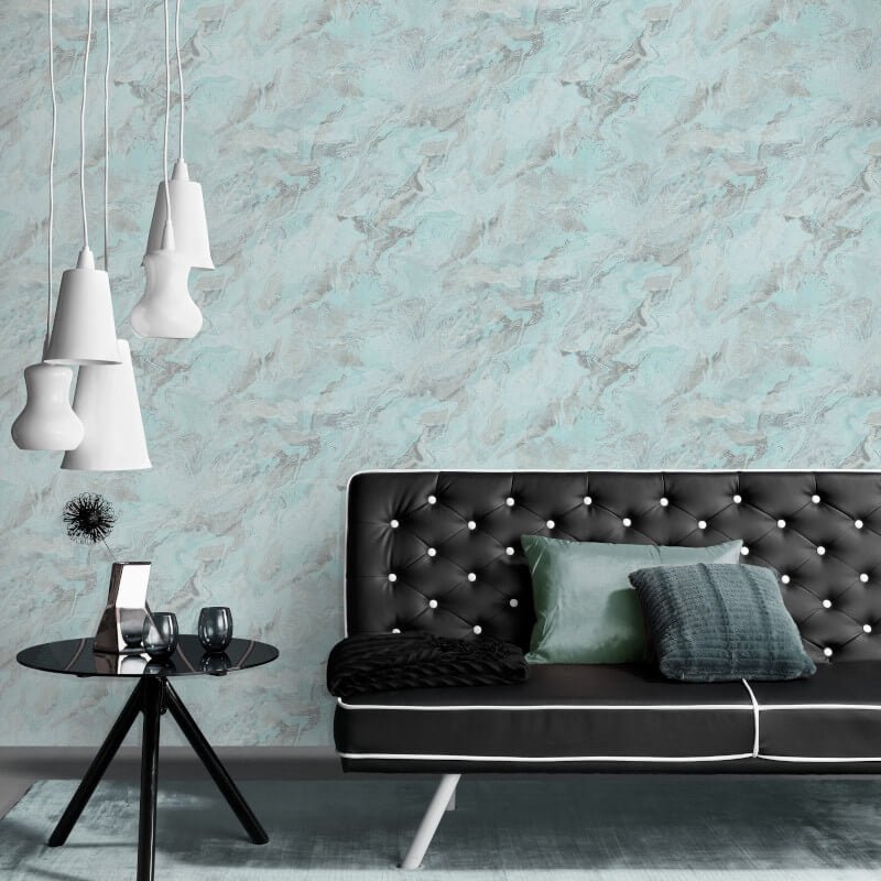 Carrara Marble Metallic Wallpaper - Teal - Erismann - 10318 - 18Wallpaper199