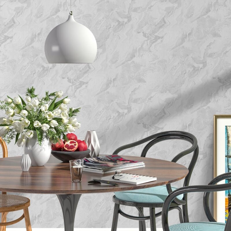 Carrara Marble Metallic Wallpaper - White - Erismann - 10318 - 14Wallpaper199