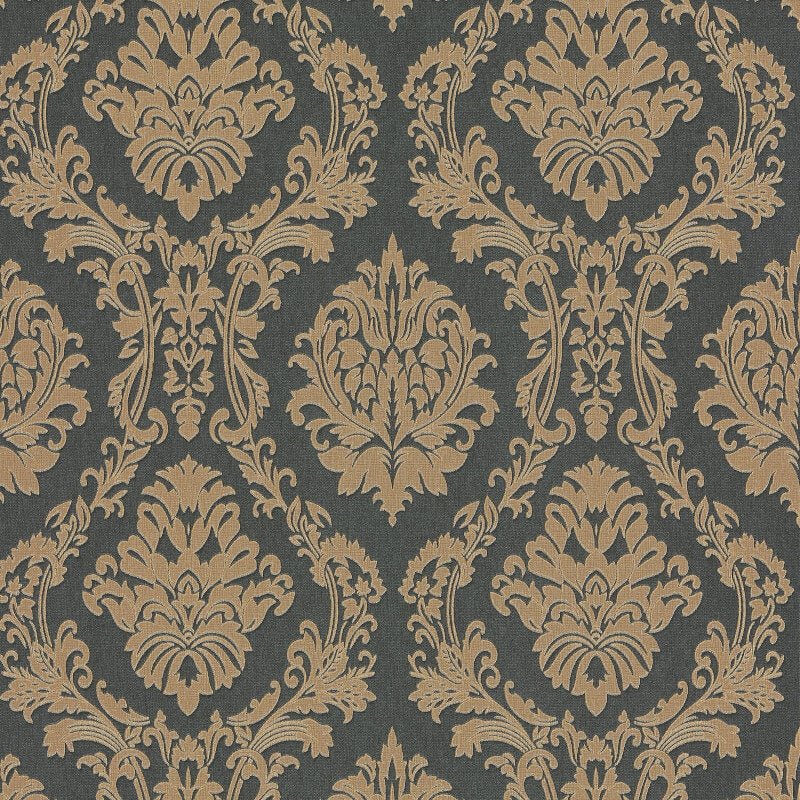 Carre Damask Metallic Wallpaper - Black/Gold - Erismann - 10288 - 15Wallpaper199