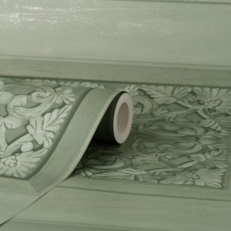 Carved Panel Wallpaper - Sage - Fine Décor - FD43276Wallpaper199