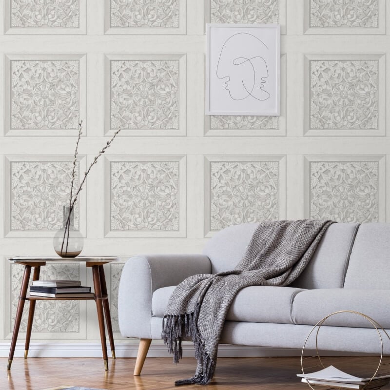 Carved Panel Wallpaper - Stone - Fine Décor - FD43275Wallpaper199
