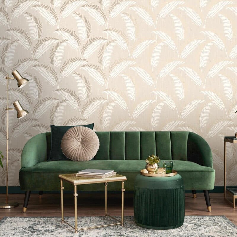 Cascade Leaf Metallic Wallpaper - Cream/Gold - Fine Décor - FD42838Wallpaper199