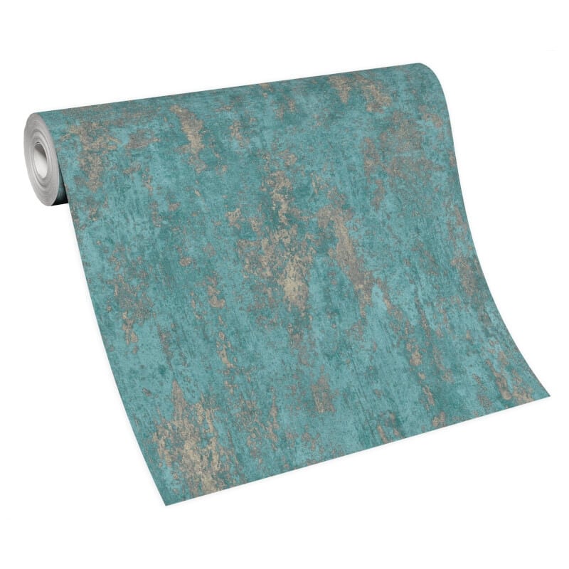 Casual Chic Industrial Texture Metallic Wallpaper - Teal - Erismann - 10273 - 18Wallpaper199