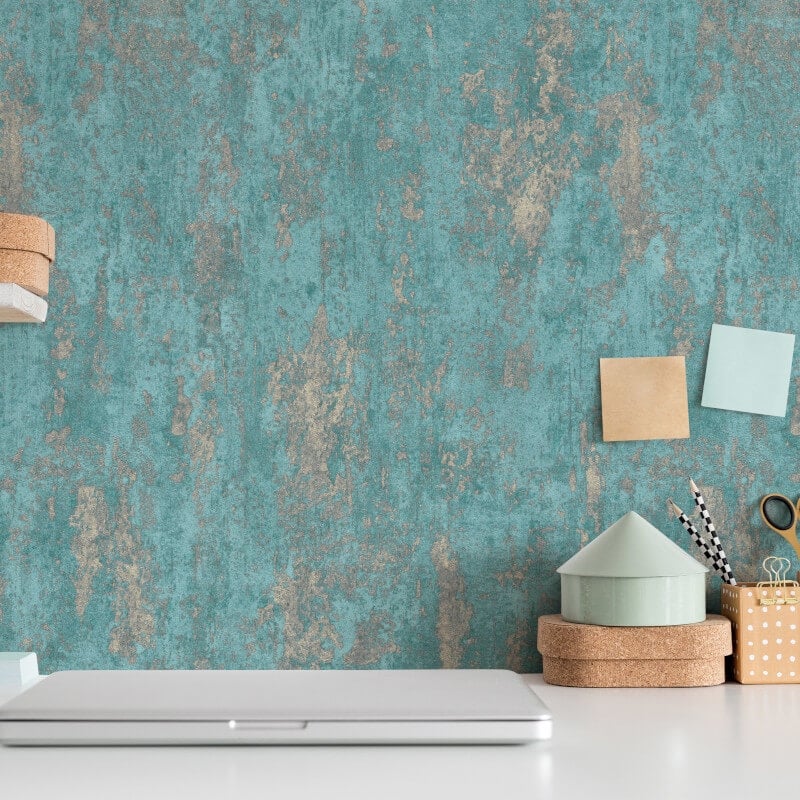 Casual Chic Industrial Texture Metallic Wallpaper - Teal - Erismann - 10273 - 18Wallpaper199