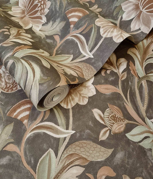 Cecelia Wallpaper - Charcoal / Rust - Holden Décor - 36354Wallpaper199