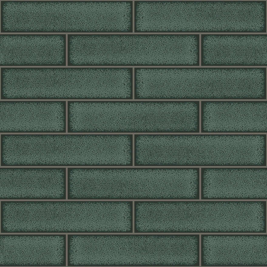 Celadon Gloss Tile Wallpaper - Emerald - Holden Décor - 89386Wallpaper199