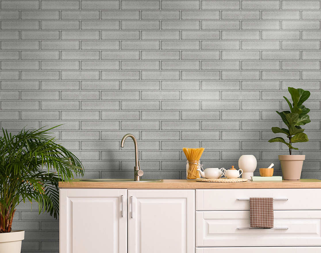Celadon Gloss Tile Wallpaper - Grey - Holden Décor - 89387Wallpaper199