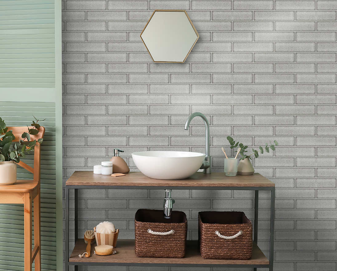 Celadon Gloss Tile Wallpaper - Grey - Holden Décor - 89387Wallpaper199