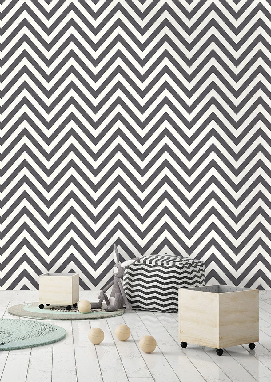 Chevron Wallpaper - Black and White - Holden Décor - 12574Wallpaper199