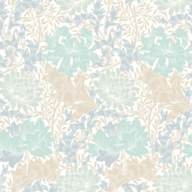 Chrysanthemum Wallpaper - Duckegg Blue - Hoopla Walls - HWA1119WWallpaper199