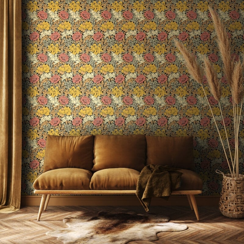 Chrysanthemum Wallpaper - Ginger - Hoopla Walls - HWA1124WWallpaper199