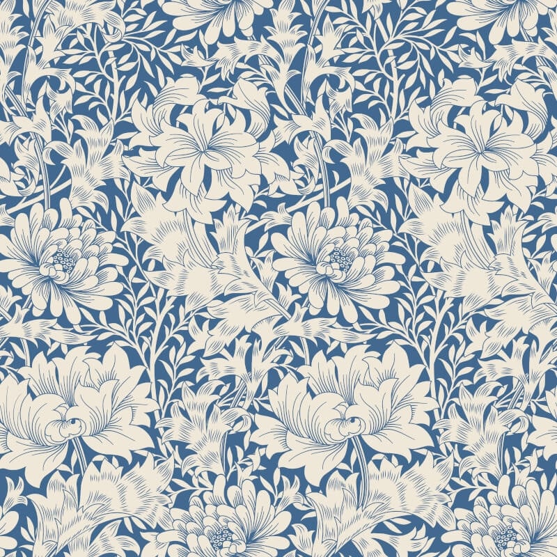 Chrysanthemum Wallpaper - Indigo Blue - Hoopla Walls - HWA1117WWallpaper199