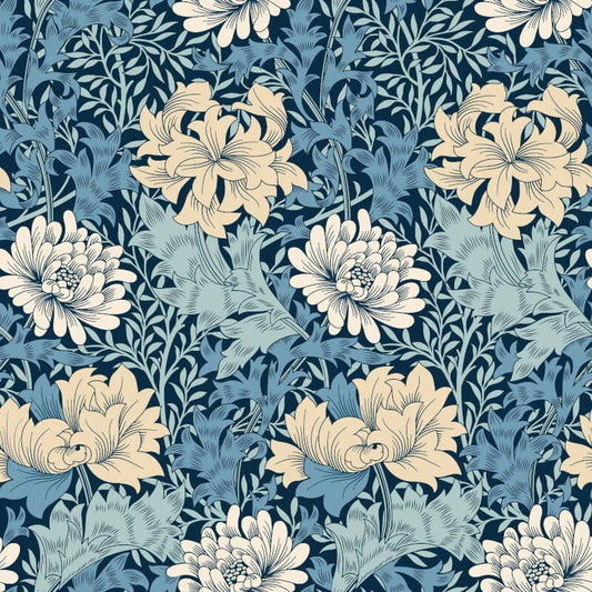 Chrysanthemum Wallpaper - Navy - Hoopla Walls - HWA1118WWallpaper199