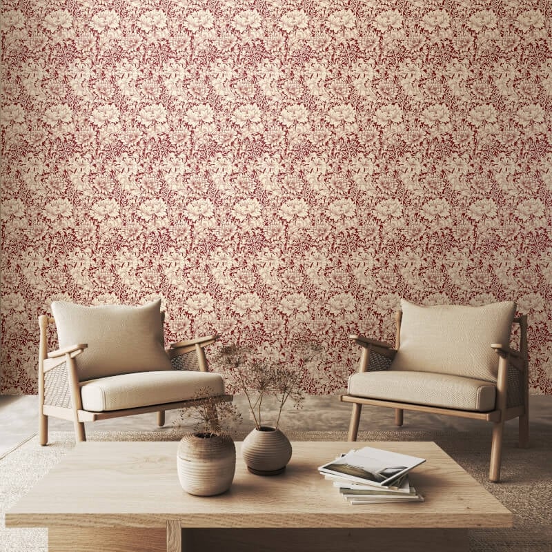 Chrysanthemum Wallpaper - Ruby Red - Hoopla Walls - HWA1122WWallpaper199