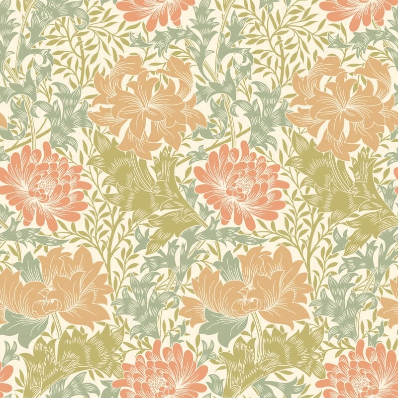 Chrysanthemum Wallpaper - Sage/Amber - Hoopla Walls - HWA1125WWallpaper199